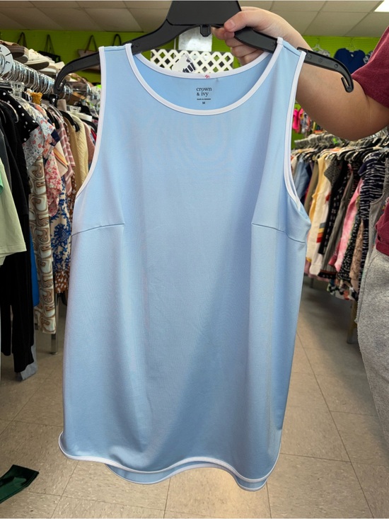 crown & ivy Tops - crown & ivy Light Blue Tank with White Trim